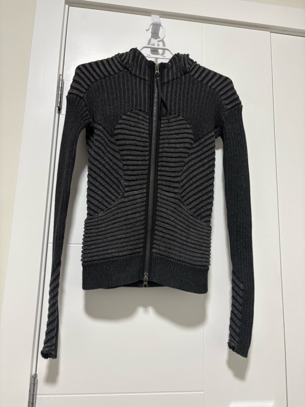 lululemon athletica Charcoal Ribbed Knit Zip Cardigan